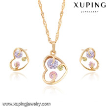 64045 Xuping artificial kundan bridal gold plated jewellery sets